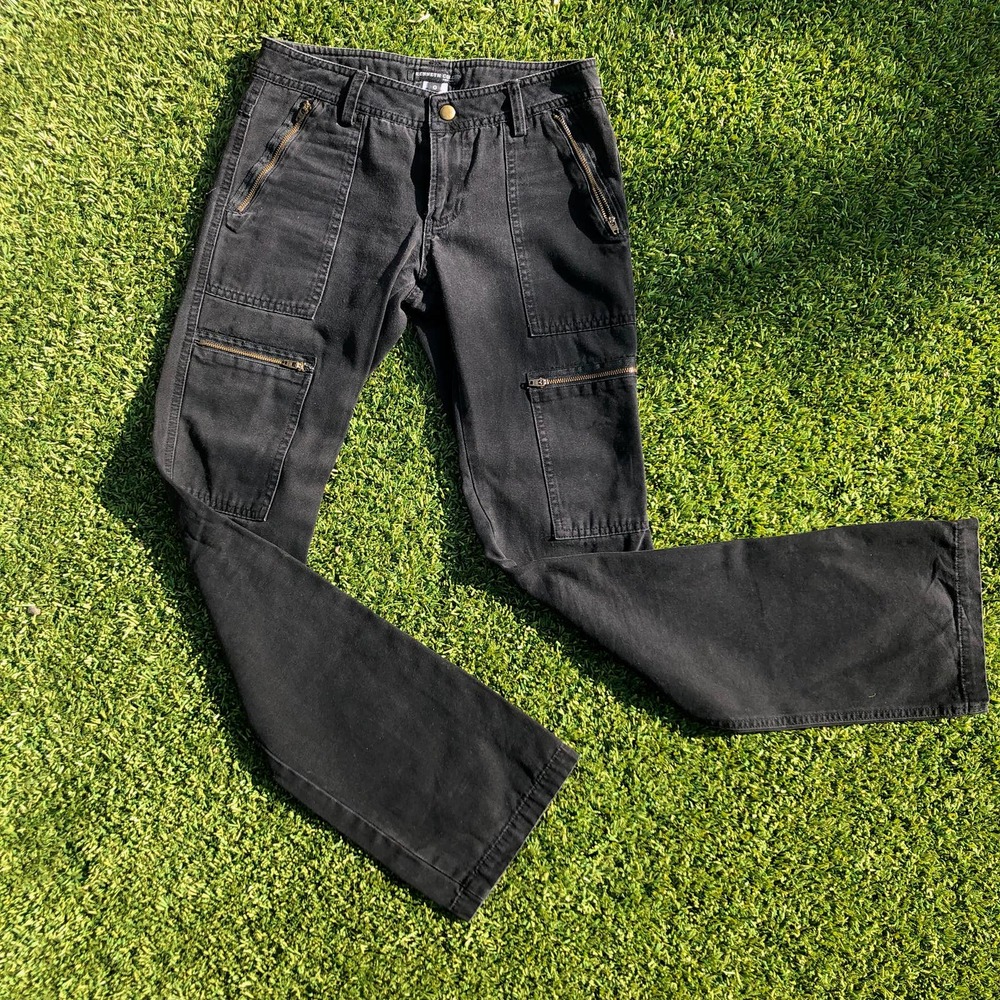 Kenneth Cole New York Black Low Rise Jeans Size 0 Zipper Pocket Goth